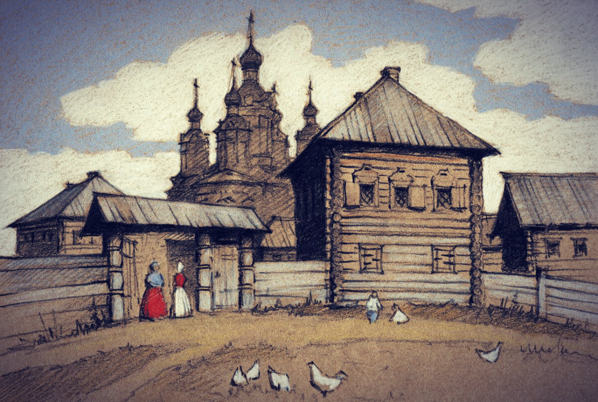 Реконструкция угличских кварталов начала XVIII века, фрагмент работы архитектора-реставратора Андрея Бодэ
