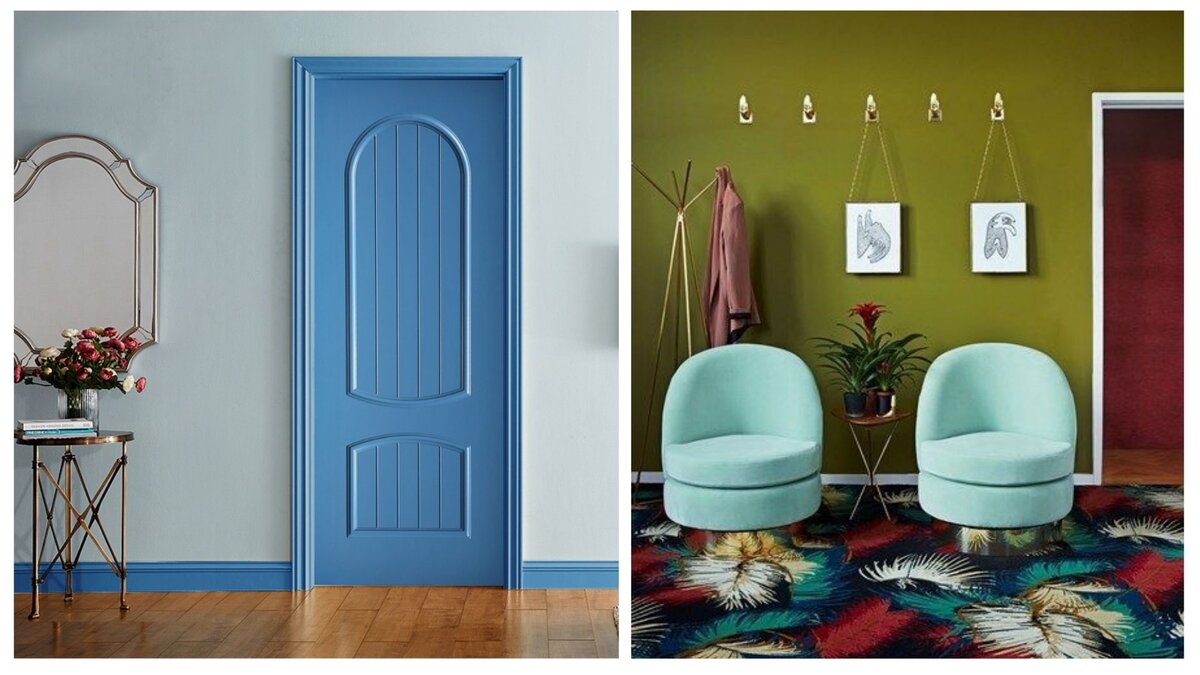 контрастный цвет двери и плинтуса   -----> листай