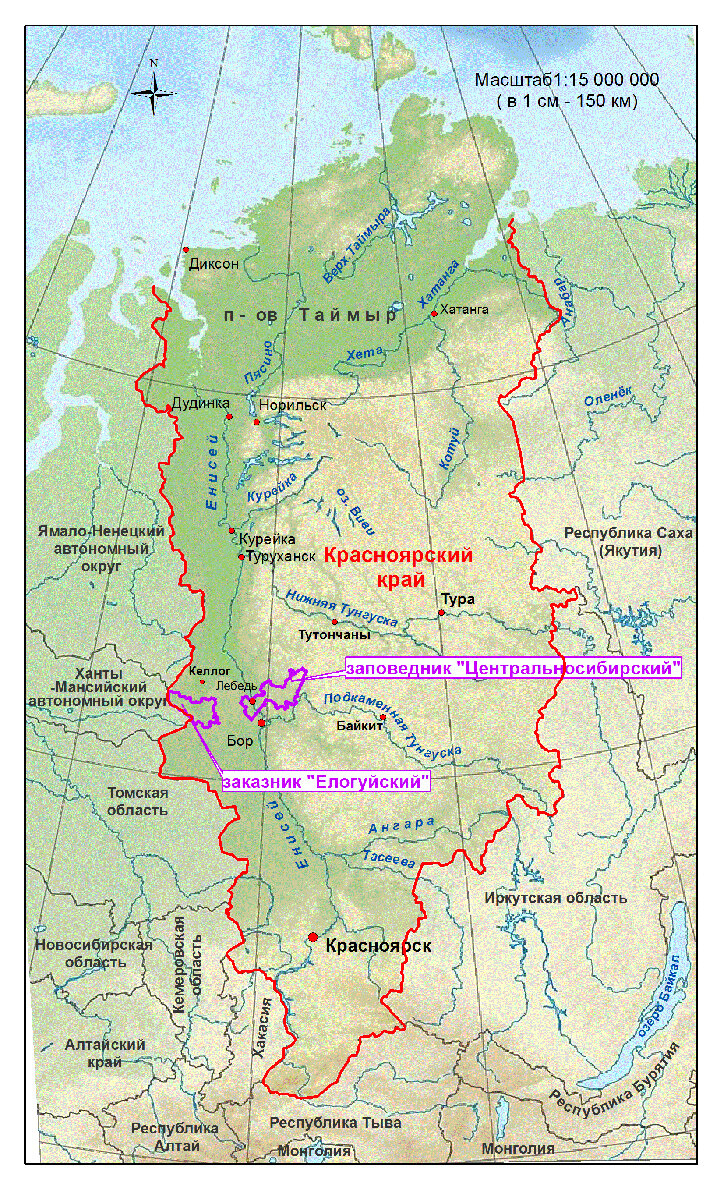 Карта севера красноярского края