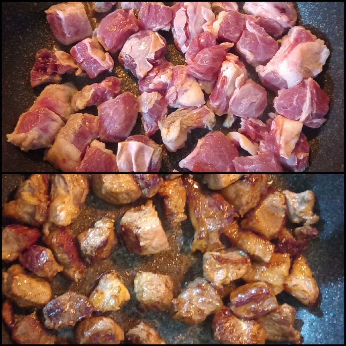 Обжарила на большом огне, с добавлением немного подсолнечного масла
