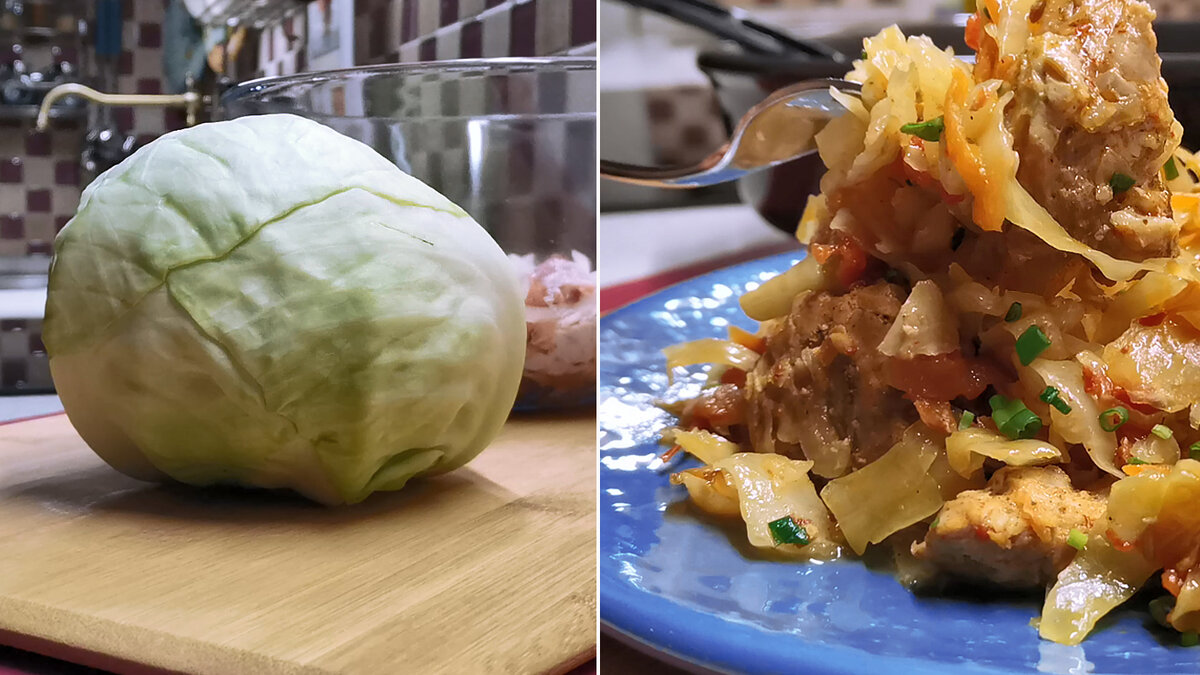 Мы просто смешали капусту с мясом и запекли все вместе в одной посуде.  Приготовили простой и вкусный ужин в духовке | Розовый баклажан | Дзен