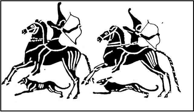 Изображение киммерийцев на этрусской вазе