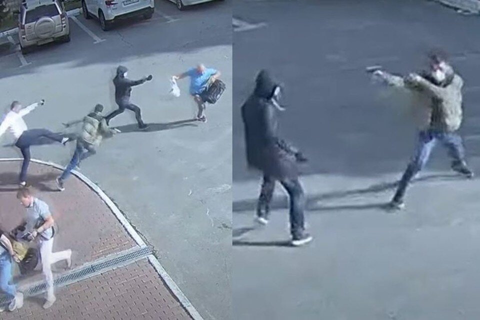     Двое грабителей пытались отобрать у 47-летнего новосибирского бизнесмена сумку с выручкой в два миллиона рублей. Фото: Кадр из видео\УТ МВД по СФО