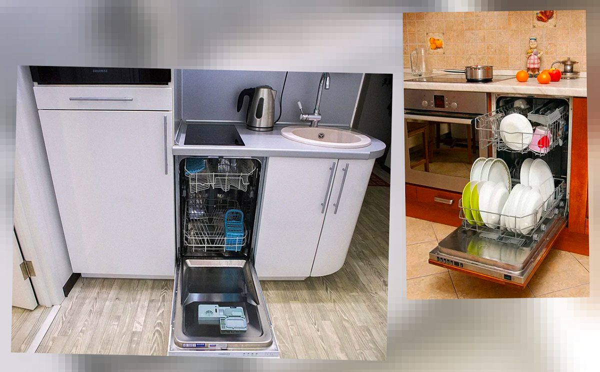 Фото кухни с маленькой посудомоечной машиной