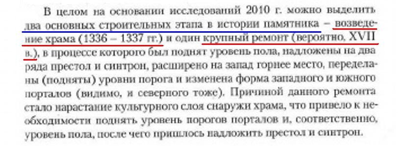 Фрагмент статьи "Изучение церкви Входа Господня в Иерусалим 1336–1337 гг. в новгородском Кремле" Антипов И.В., Булкин В.А., Жервэ А.В., Родионова М.А.