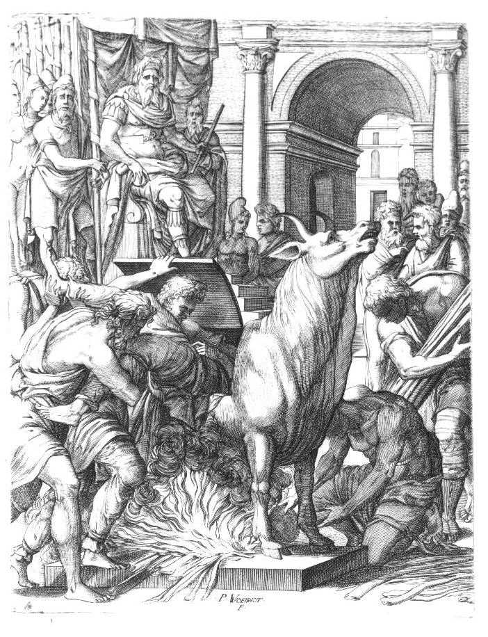 Б. Перуцци. Фаларис казнит Периллуса в медном быке. Источник: wikipedia.org