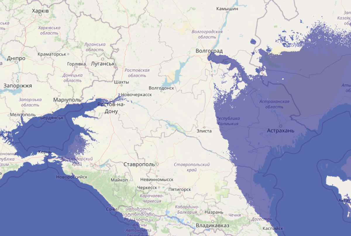 Примерная оценка того, как будет выглядеть карта России, если вода в морях поднимется на 1 метр. Посмотреть последствия от повышения уровня воды на 9, 7, 20 и более метров можно на интерактивной карте flood.firetree.net Источник: Flood Maps. 