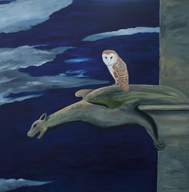 https://www.touchofart.eu/ru/Robert-Harris/rha9-A-Barn-Owl-on-a-Gargoyle/