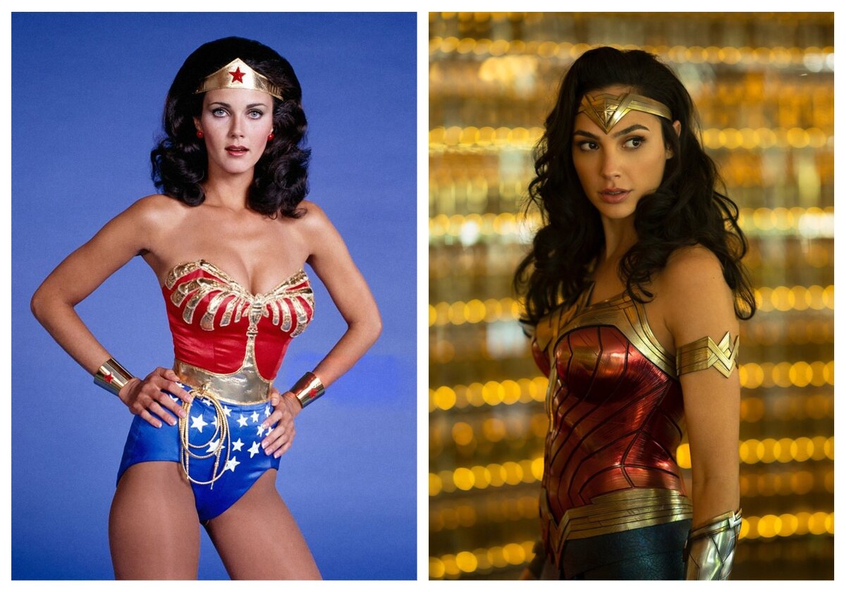Исполнительницы роли Чудо-женщины: слева Линда Картер, справа Галь Гадот.