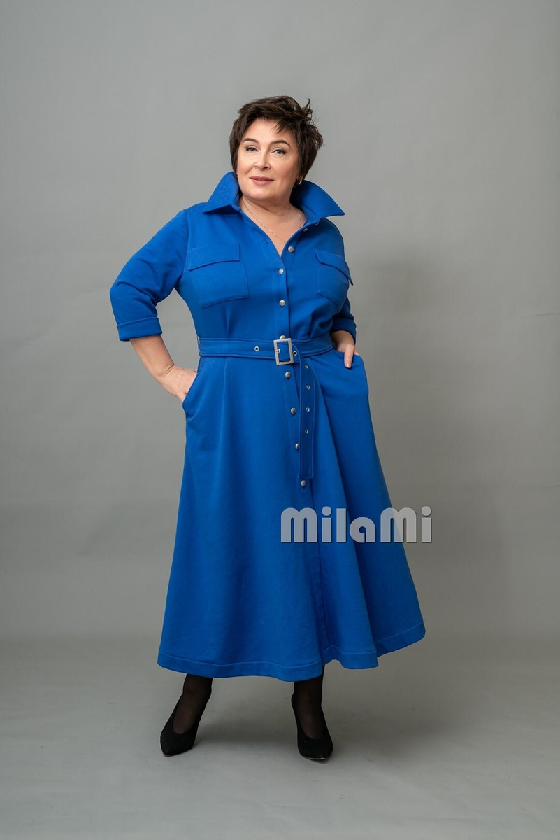 Фото 3 - платье - рубашка цвета электрик.