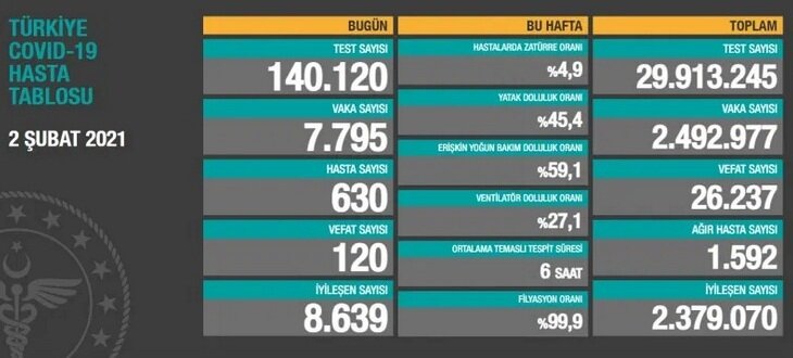 Статистика по Турции от 2 февраля