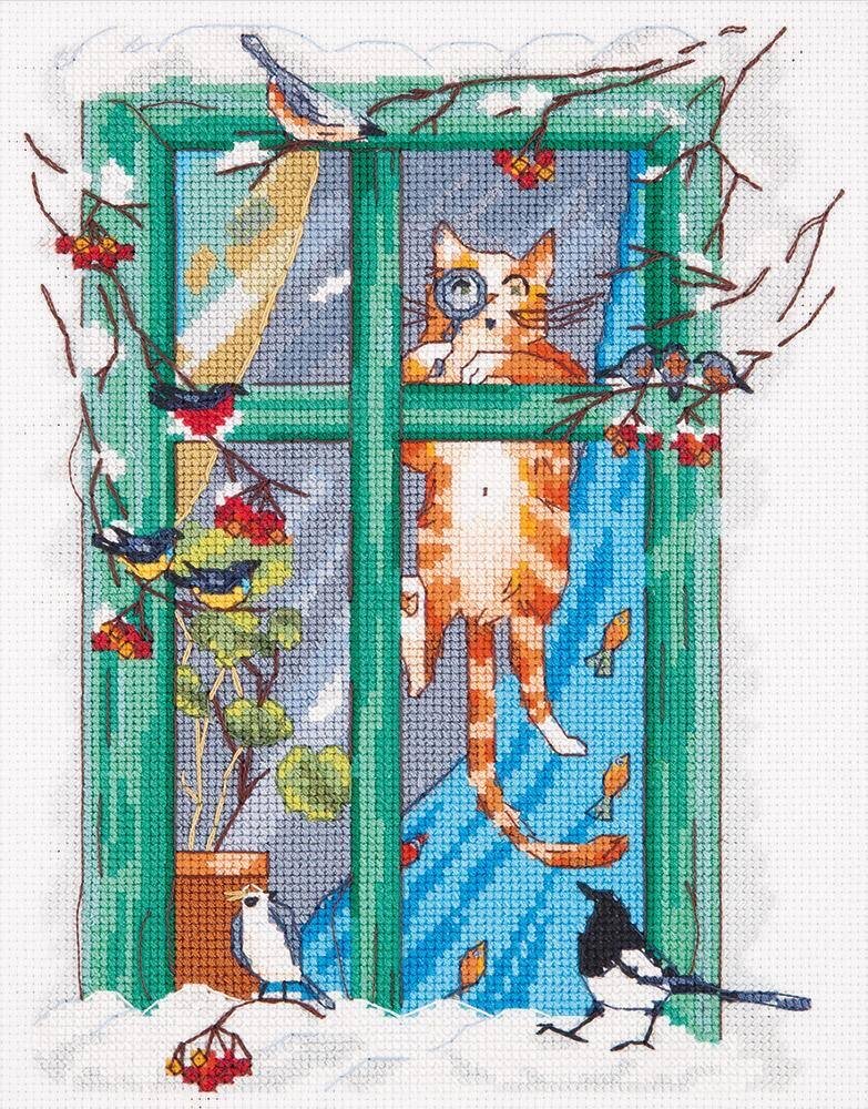 Этот котик очень напомнил моего рыженького любителя птичек