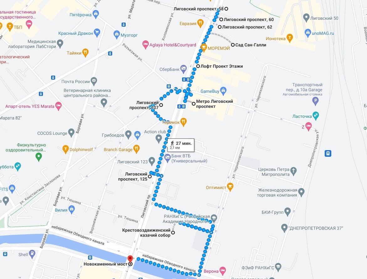 карта маршрута