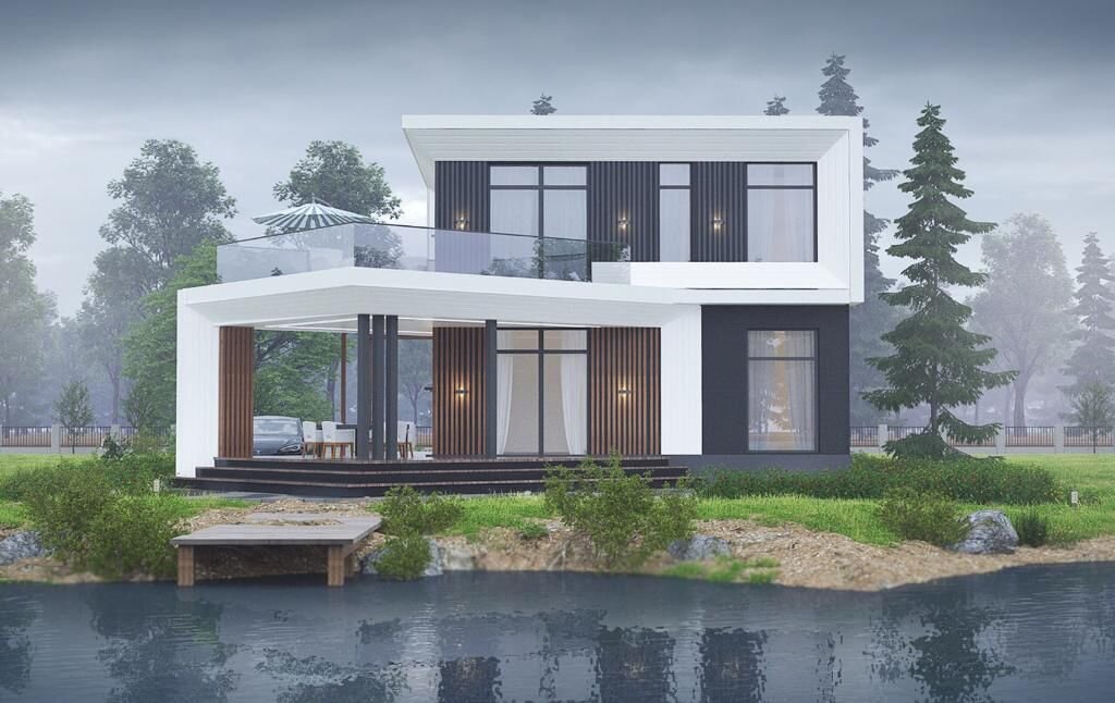 Каркасный дом 8,5х8,5 + терраса на первом этаже 49 кв.м и на втором - 40 кв.м