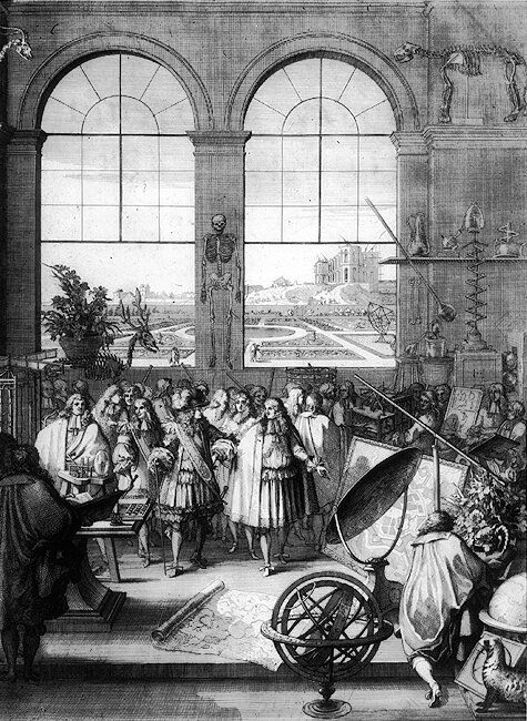 Визит короля Людовика XIV в Академию наук в 1671 году Sebastien Le Clerc from Mémoires pour servir a l'Histoire Naturelle des Animause (Paris, 1671)