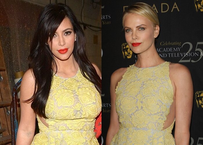 Ким Кардашьян и Шарлиз Терон в одинаковых платьях