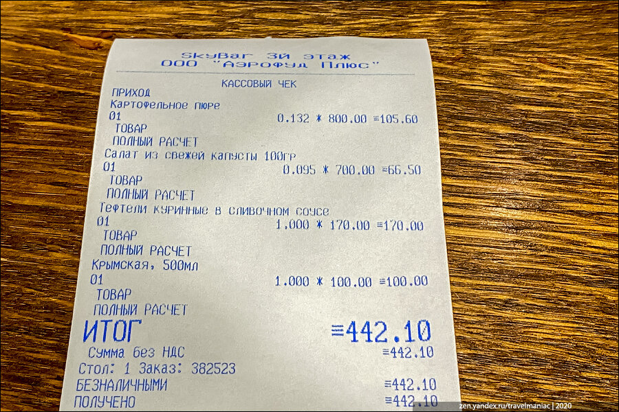 Поужинал в столовой аэропорта Симферополя аж на 442 рубля. Показываю, что удалось взять за такую немалую сумму