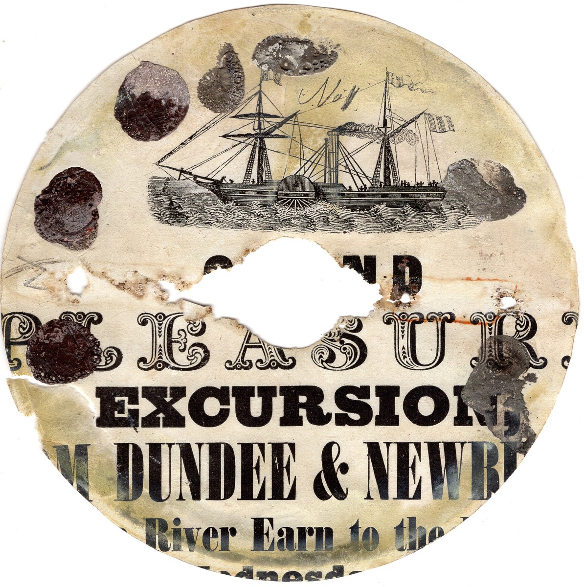 Реклама речных экскурсий с «Посудника» — английского кеча XIX века. Фото: ЦПИ РГО