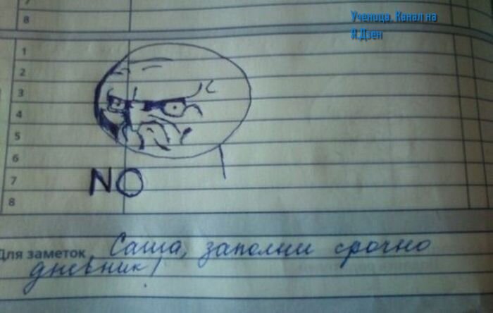 — Саша, заполни срочно дневник!  — No (нет). (фото взято из открытых источников)