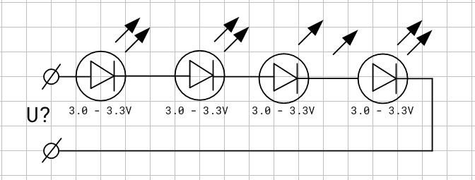 Пример гирлянды из светодиодов одного типа