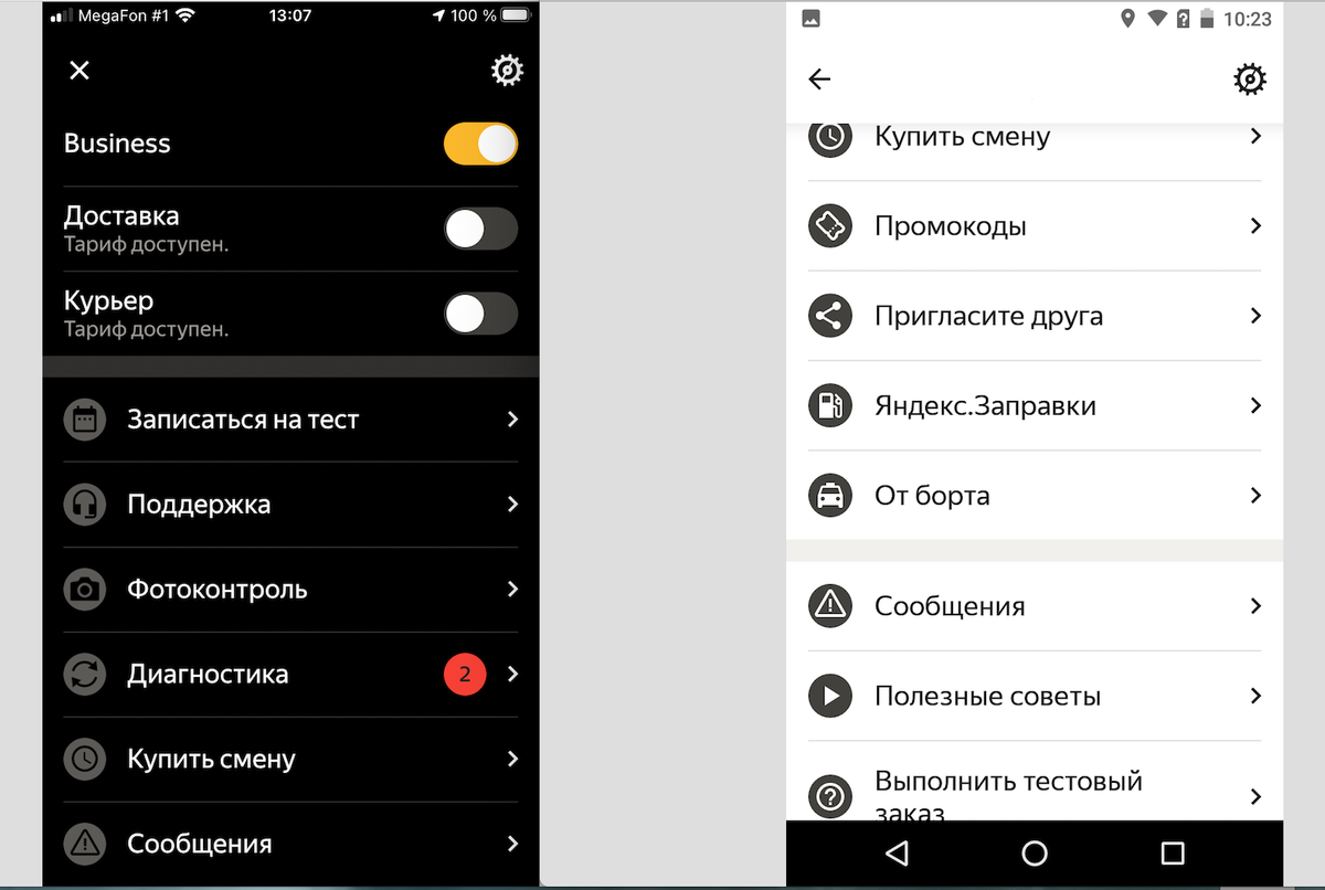 Рисунок 2. Страницы с основной информацией. Слева - iOS, справа - Android.