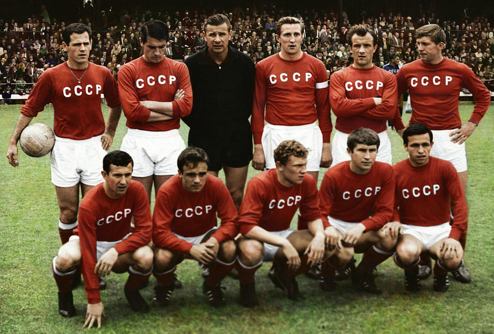 Сборная команда СССР по футболу в 1966 году на чемпионате мира в Англии. 