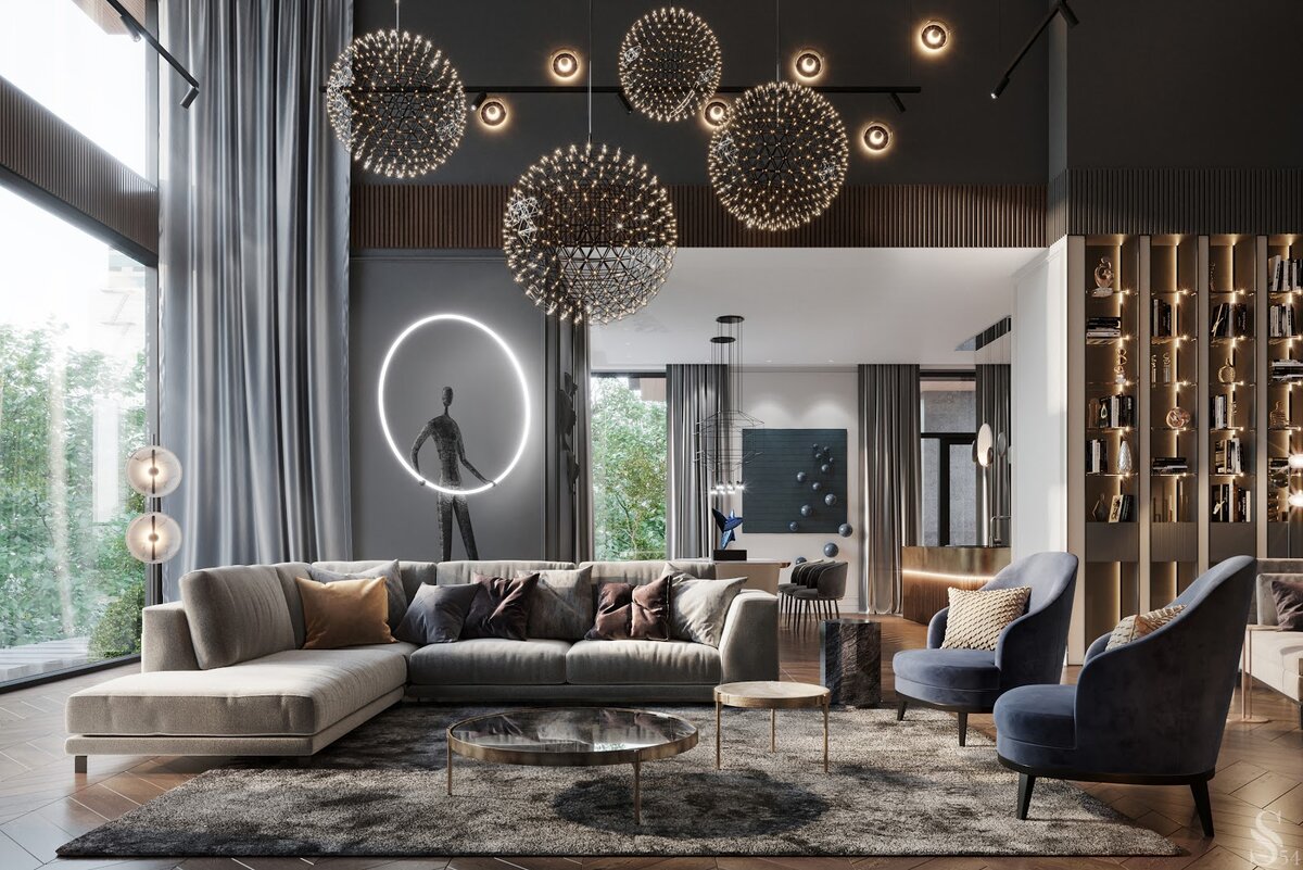 Диван Ditre Italia, люстра Moooi