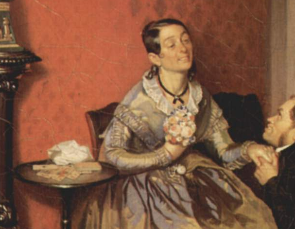 "Разборчивая невеста", Павел Федотов, 1847. (сс) Wikimedia Commons. Деталь.