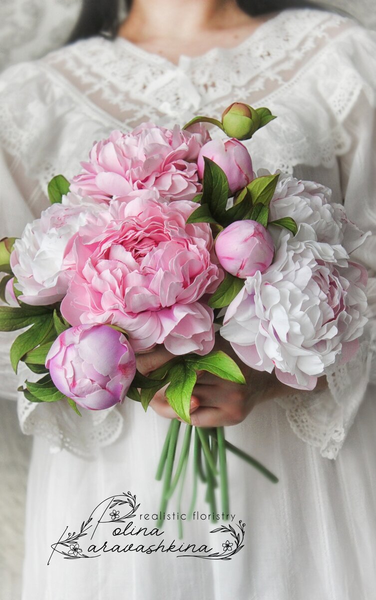 Пионы из зефирного фоамиран, ручная работа 