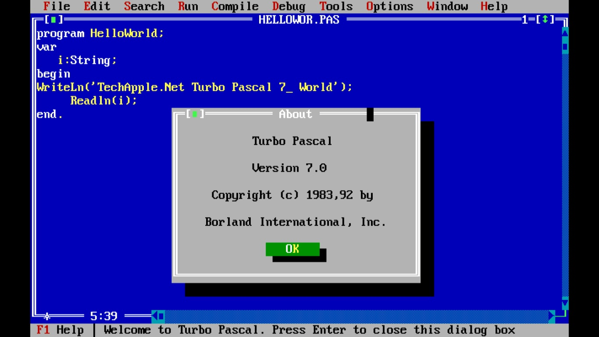 Это Turbo Pascal 7