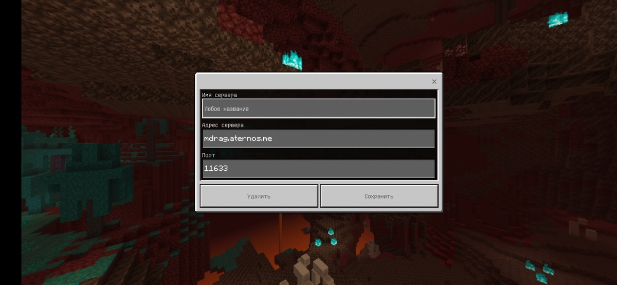 Так надо заполнить добавление сервера