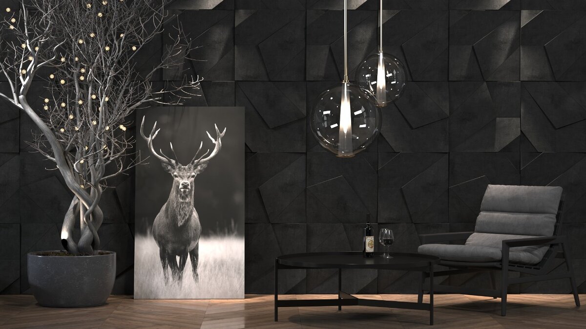 3д Панели "STONE" в черном исполнении