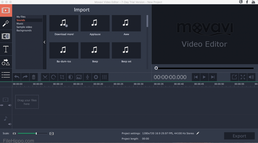 Рабочая зона в Movavi Video Editor