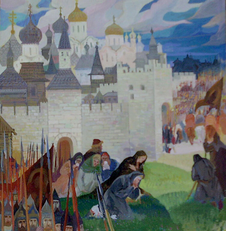 Плач жен. Криворучко В. П, рисунок, 2016 г. 