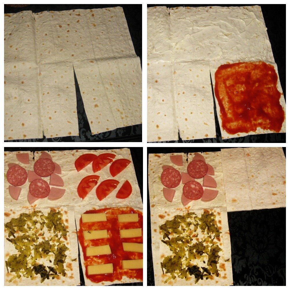 разложить начинку