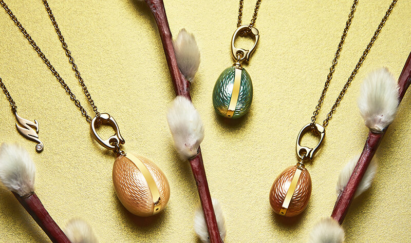 Кулоны Mercury Enamel из розового золота с эмалью и бриллиантами