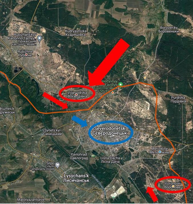 Предполагаемые направления штурма Северодонецка