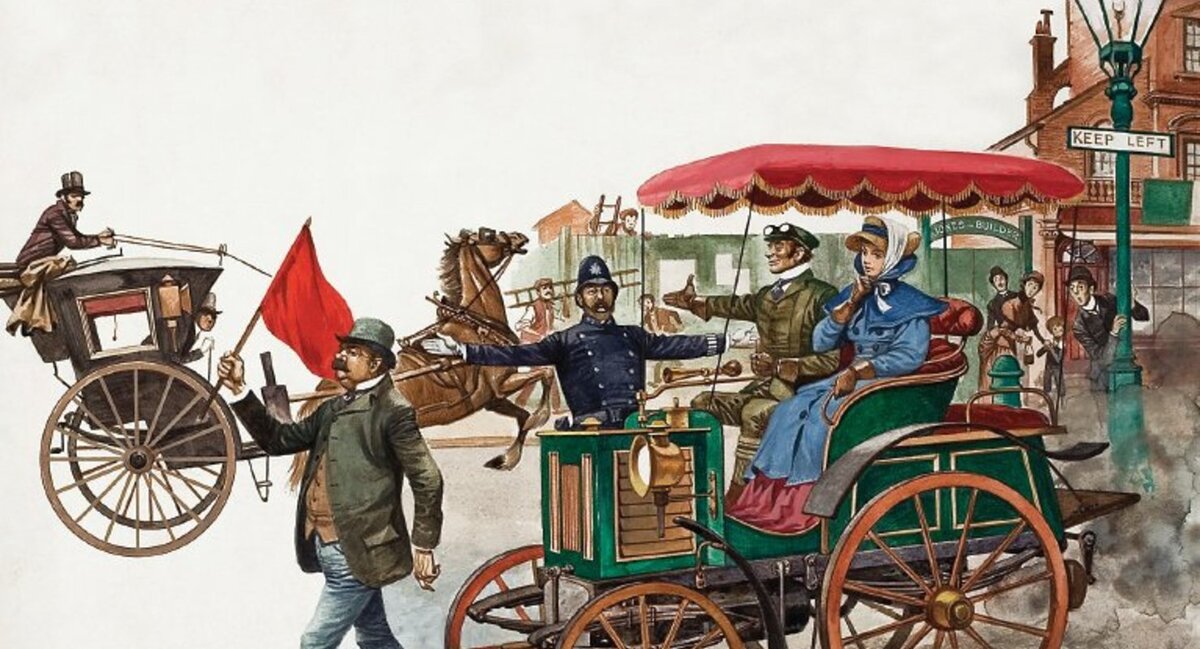 Сигнальщик с красным флагом