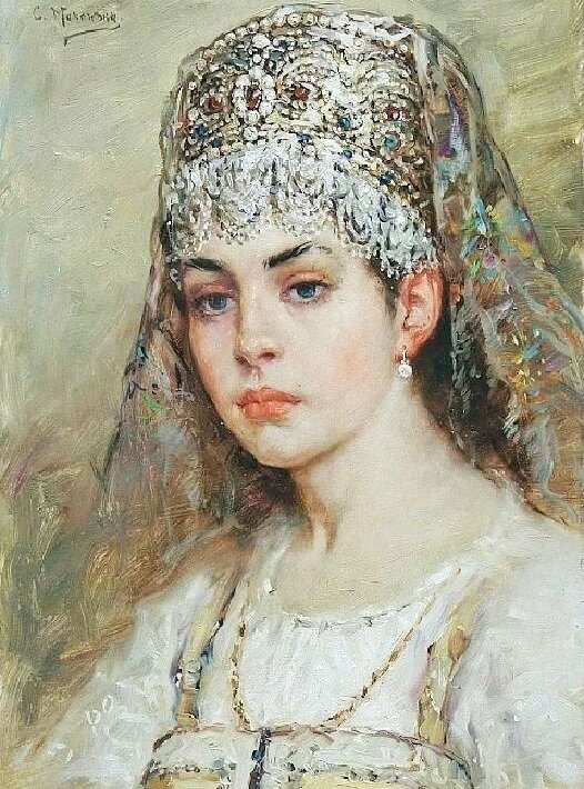 Картина К. Маковского "Боярышня". Возможно, так выглядела жена Степана Кучки