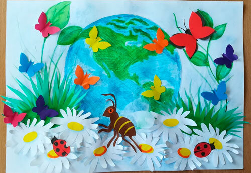 Детские поделки на тему Экология День Земли — аппликация «Земля-цветок»
