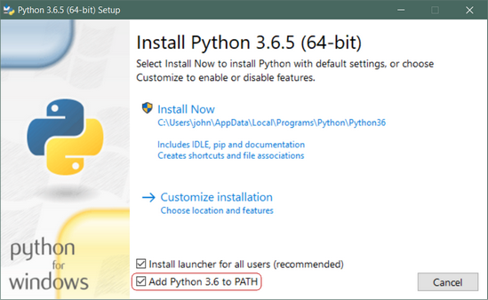 Важно! Убедитесь в том, что вы установили флажок в разделе Add Python 3.x to PATH, чтобы интерпретатор был установлен в вашем пути выполнения