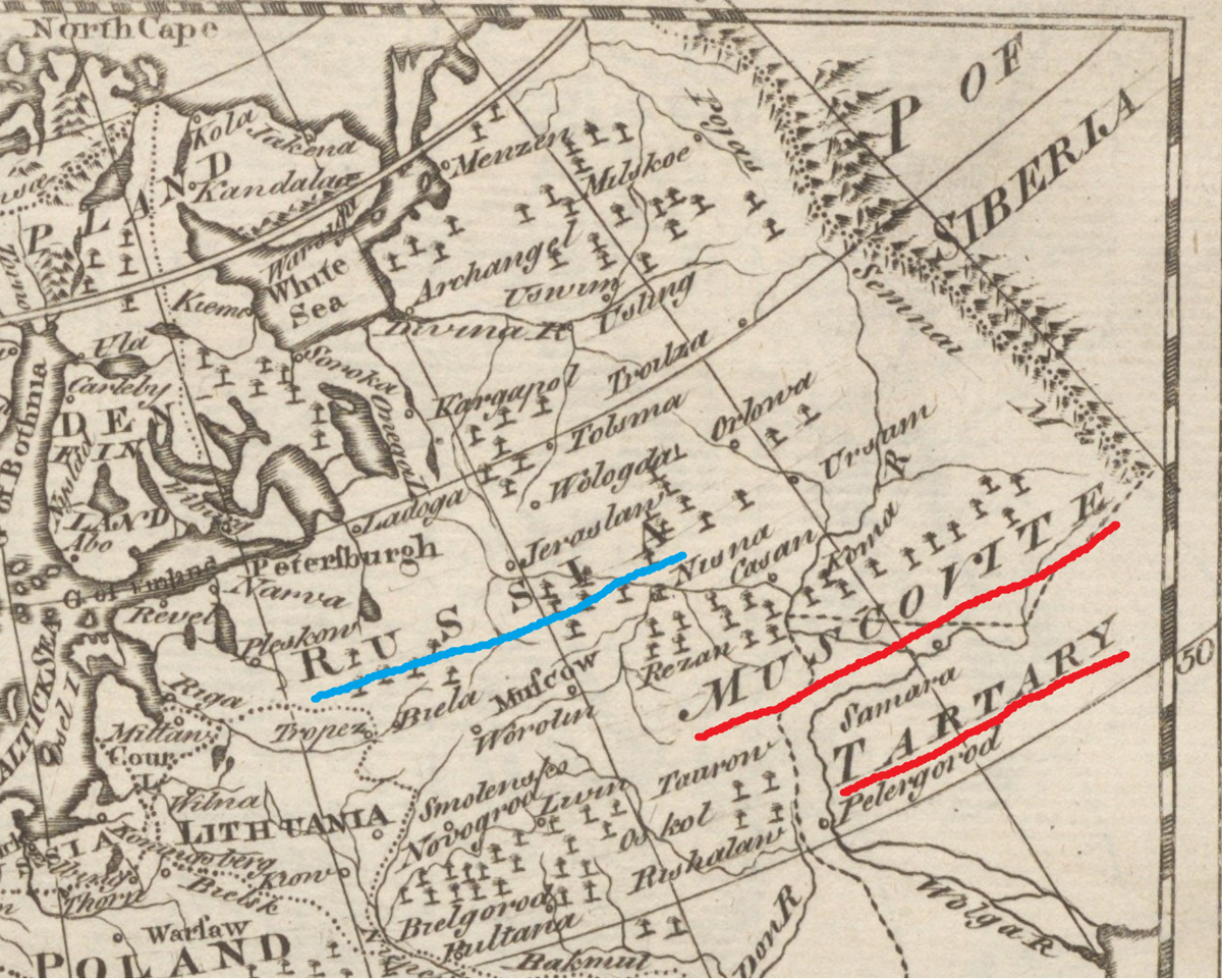 Россия и Тартария на карте Европы в энциклопедии Британника 1771 года. Источник иллюстрации: digital.nls.uk