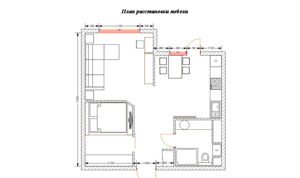 Схема расстановки мебели
