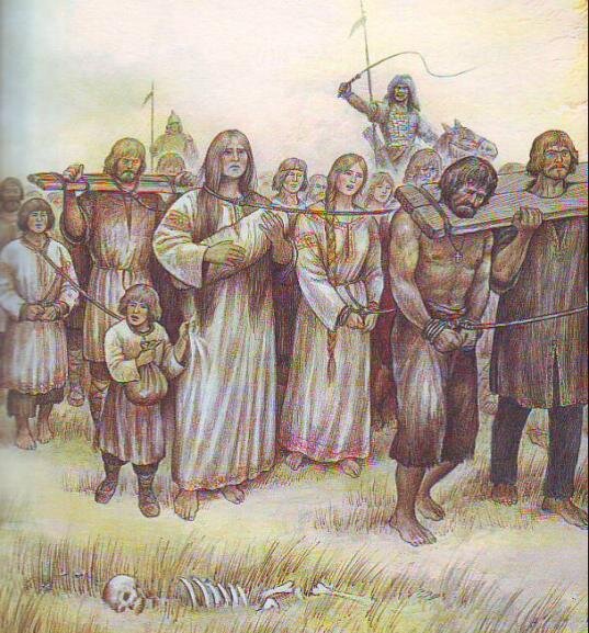 Монголы гнали на чужбину тысячи пленников.