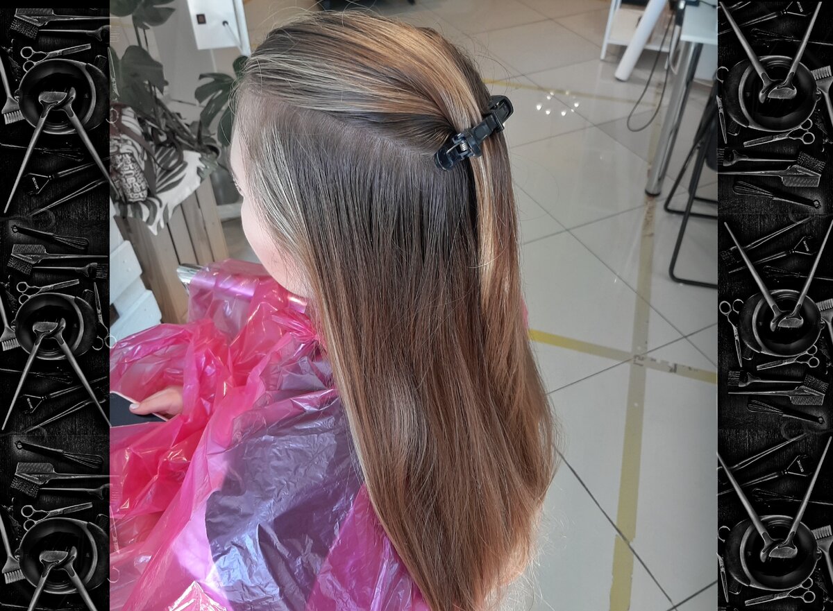 Фото до мелирования,  у лица есть светлые пряди