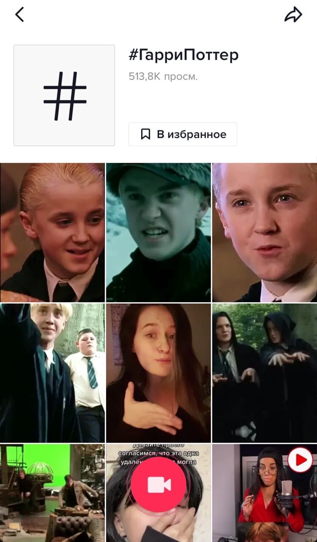 Статистика роликов по хештегу Гарри Поттер