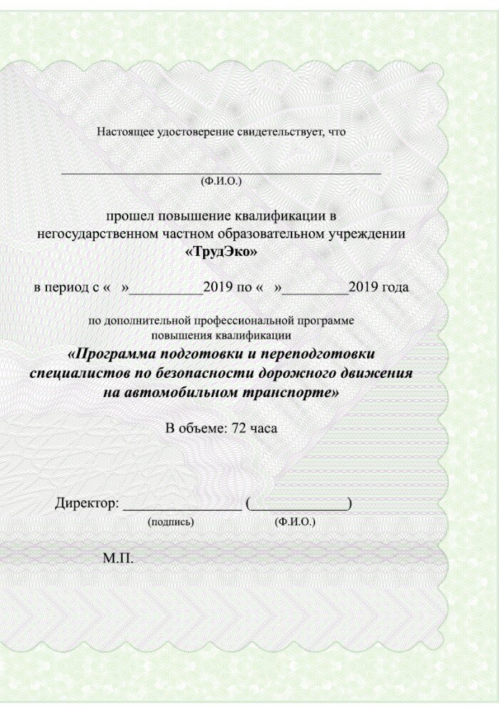 Удостоверение по БДД.