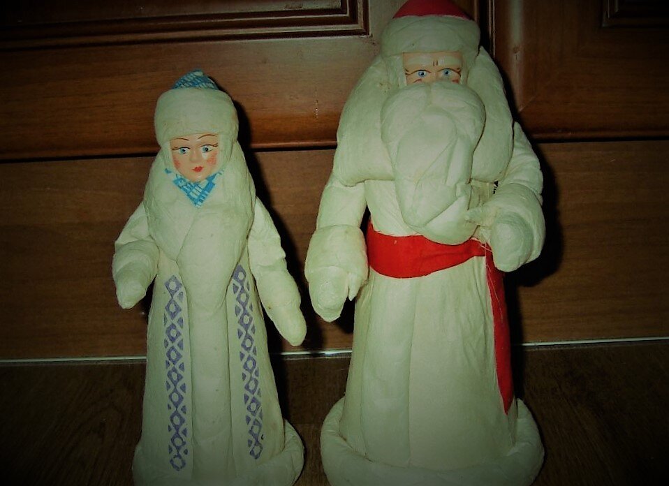 фигурки дед мороз и снегурочка под ёлку, ссср, советский новый год