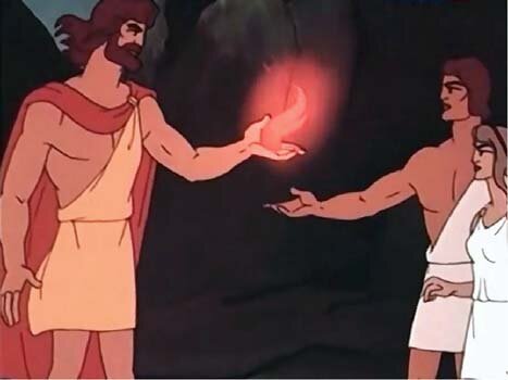 Кадр из советского мультфильма о Прометее. 