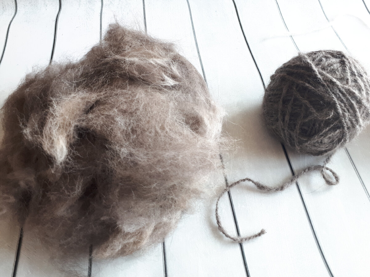 Вычесанная шерсть и готовая пряжа